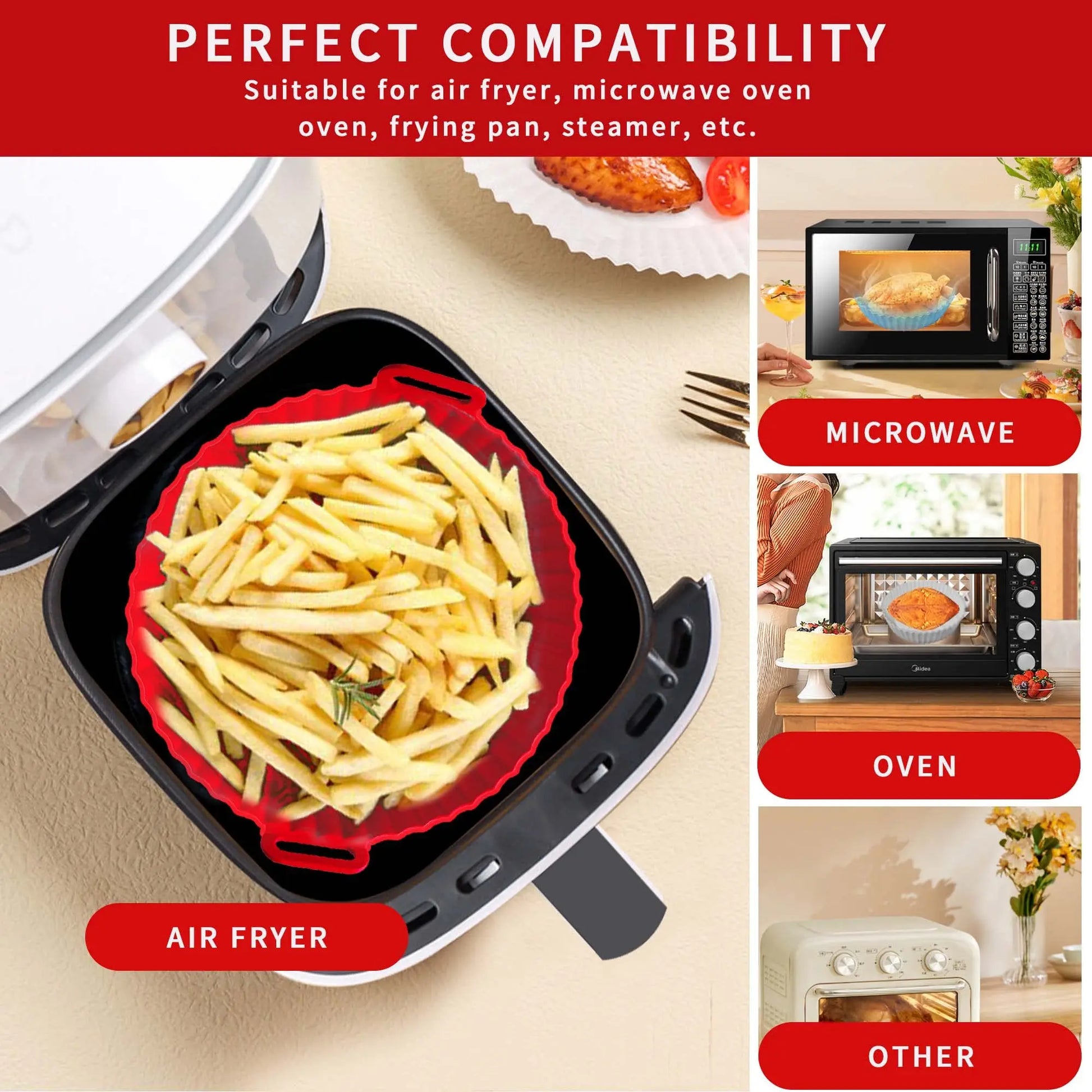 Silicone air fryer liner - non-stick reusable